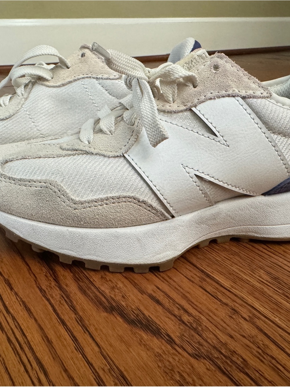New Balance Women Cream & White Suede-Trim Sneakers